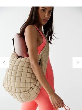 Free People Quilted Tote in Beige